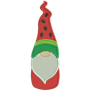 Gnome Wearing Watermelon Hat Filled Machine Embroidery Design Digitized Pattern